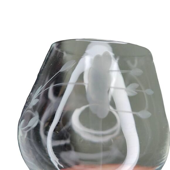 Princess House Vintage 4 PC Set Brandy Goblet Crystal Glasses w/ Etched Floral - Picture 5 of 10